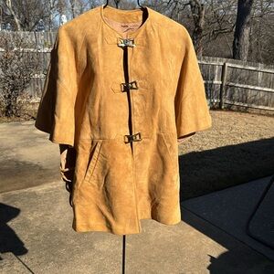 LNOS Vintage Suede Leather Lacer Jacket Coat Toggle Buttons